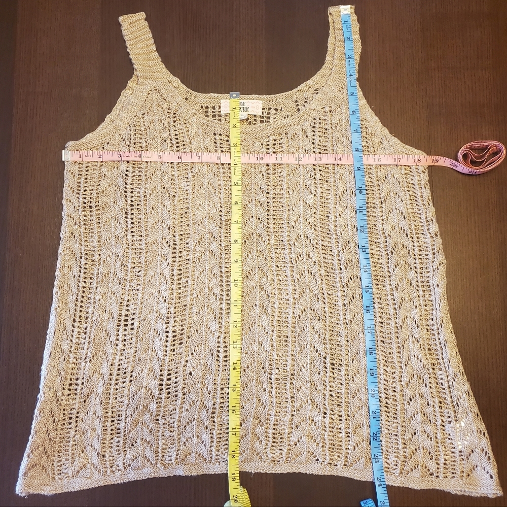 Pink Republic open knit, sweater tank top size XL tan/beige color